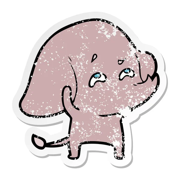 Verontruste sticker van een olifant van de cartoon herinneren — Stockvector