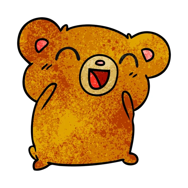 Textured Cartoon Illustration Kawaii Cute Teddy Bear — Stock Vector
