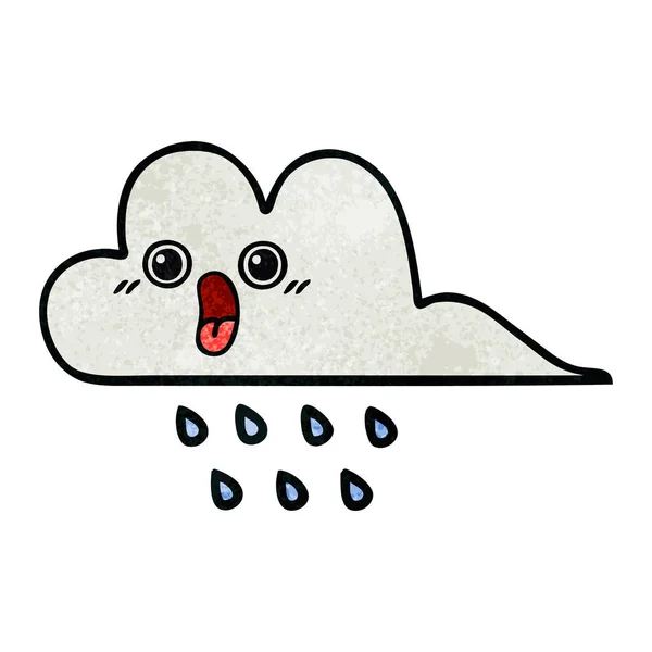 Ρετρό Grunge Υφή Γελοιογραφία Της Ένα Σύννεφο Βροχή — Διανυσματικό Αρχείο