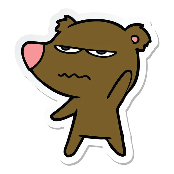 Sticker Annoyed Bear Cartoon — Stock Vector