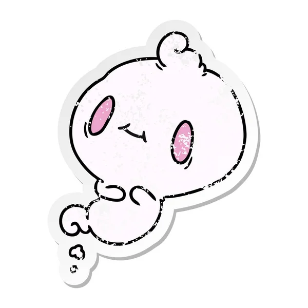 Distressed sticker cartoon of a kawaii cute ghost — Stock Vector