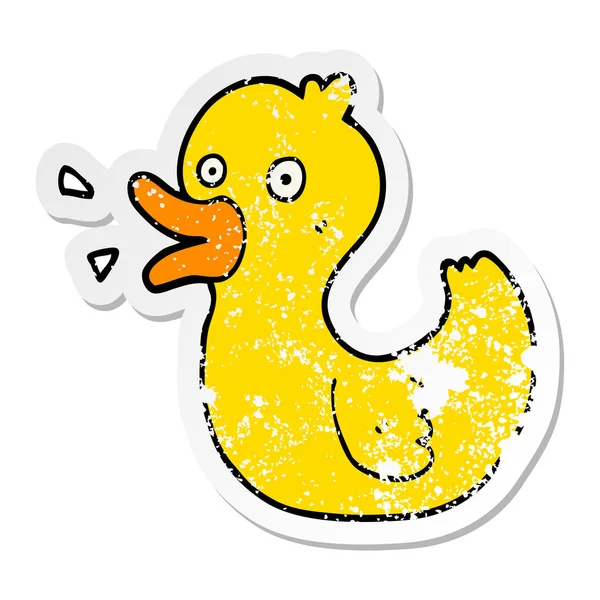 Distressed sticker of a cartoon quacking duck — Stock Vector