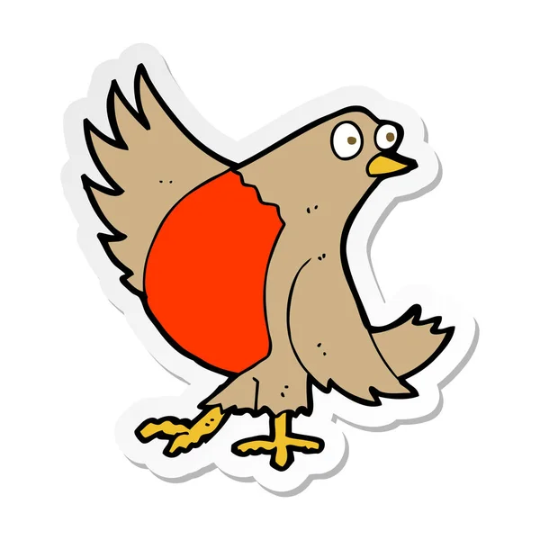 Sticker of a cartoon dancing robin — Stock Vector