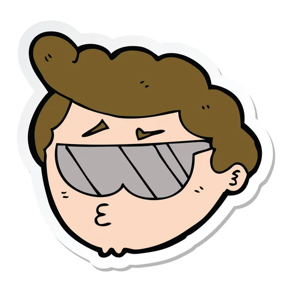 Sticker Cartoon Boy Wearing Sunglasses — Stock Vector