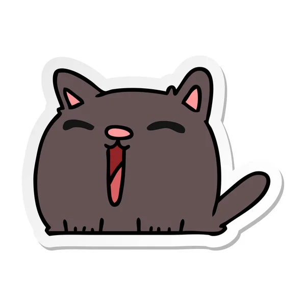 Sticker cartoon of cute kawaii cat — Stock Vector