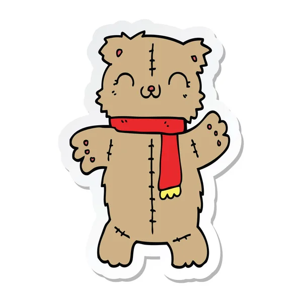 Αυτοκόλλητη Ετικέττα Κινούμενων Σχεδίων Μιας Teddy Αρκούδας — Διανυσματικό Αρχείο