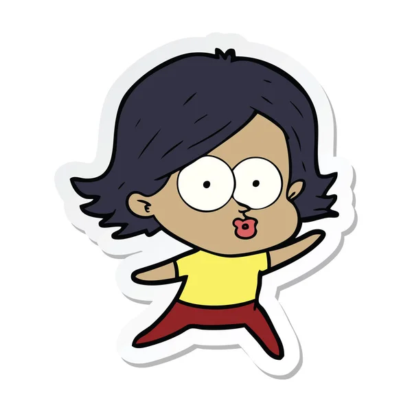 Sticker Van Een Cartoon Meisje Steenbolk — Stockvector