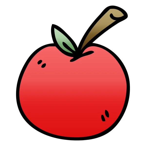 Schrulliger Gradient schattierte Cartoon-Apfel — Stockvektor