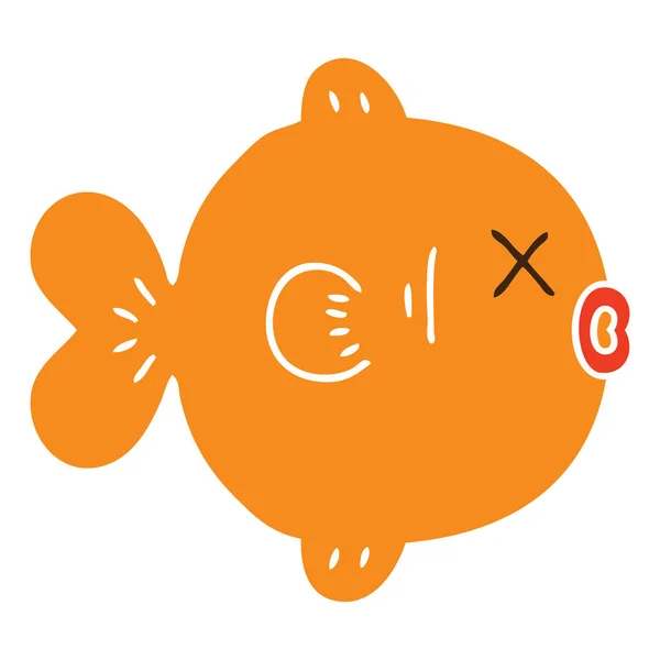 Bizarní ručně tažené kreslená ryba — Stockový vektor
