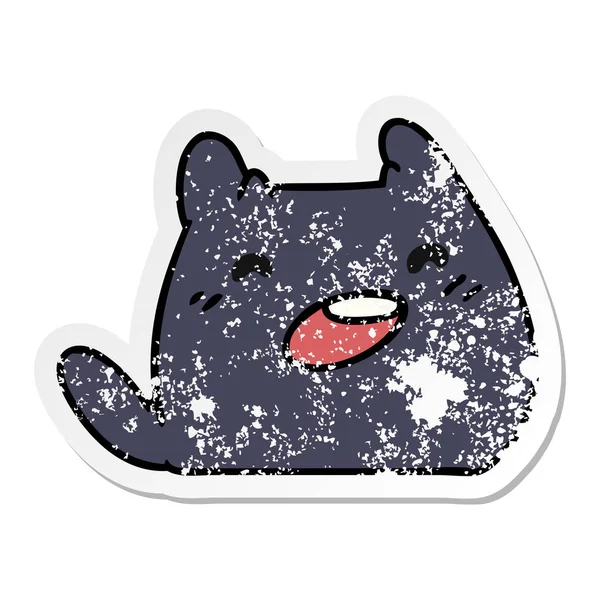 Calcomanía Angustiada Ilustración Dibujos Animados Gato Kawaii — Vector de stock