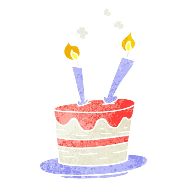 Hand Getekende Retro Cartoon Doodle Van Een Verjaardag Cake — Stockvector