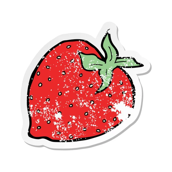 Retro distressed sticker of a cartoon strawberry — Stock Vector