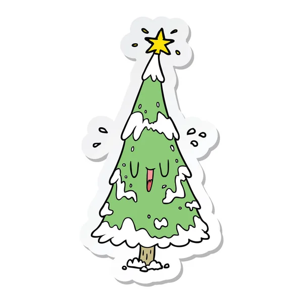 Klistermärke av en tecknad julgran — Stock vektor