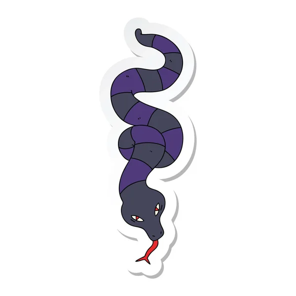 Autocollant d'un serpent dessin animé dessiné à la main bizarre — Image vectorielle