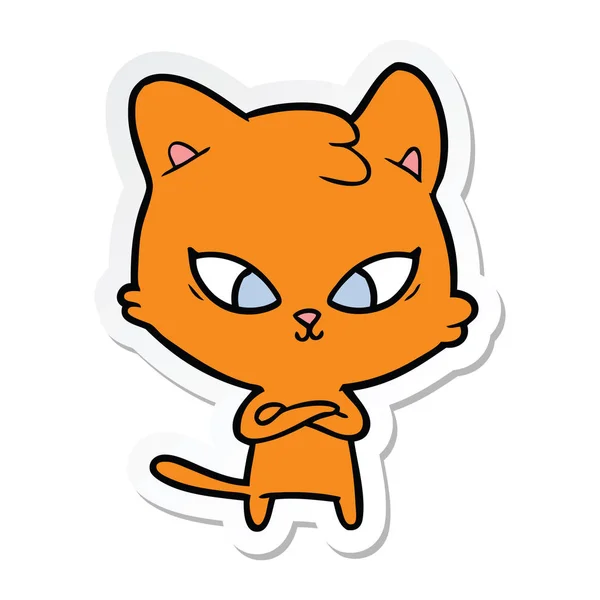 Autocollant d'un chat dessin animé mignon — Image vectorielle