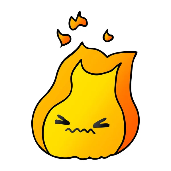 Gradient dessin animé de flamme de feu mignon kawaii — Image vectorielle