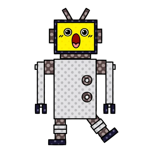Serietidning Stil Tecknad Robot — Stock vektor