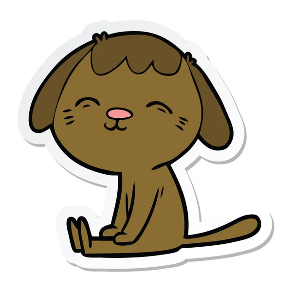 Αυτοκόλλητο ενός σκύλου ευτυχισμένη καρτούν που κάθεται — Διανυσματικό Αρχείο