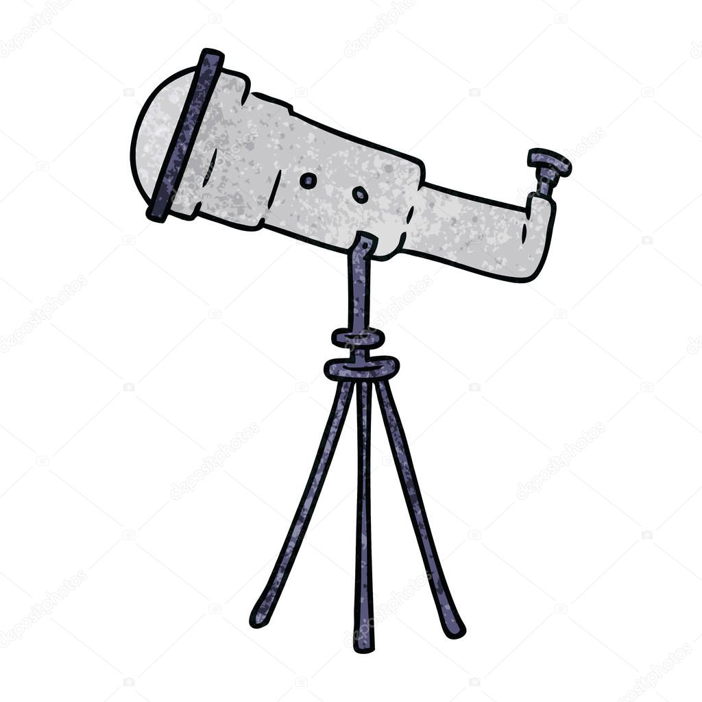 textured cartoon doodle of a large telescope