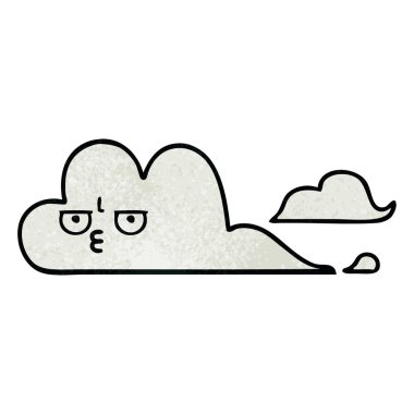 Retro grunge doku çizgi film beyaz bulut