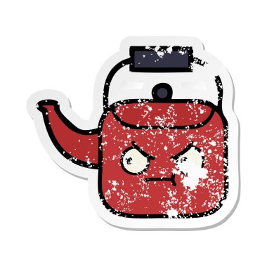 sevimli çizgi Kettle sıkıntılı etiket