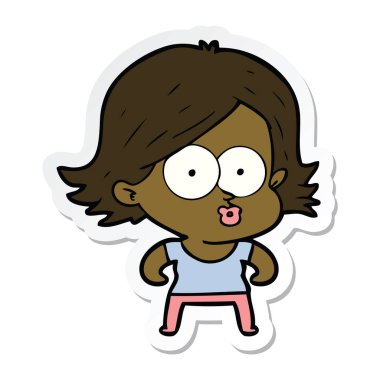 etiket somurtarak bir çizgi film kız