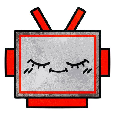 Retro grunge doku karikatür bir robot baş