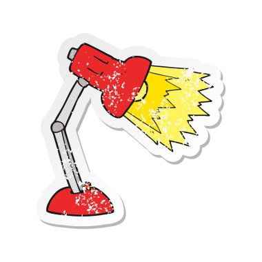 bir çizgi film masa lambası Retro sıkıntılı etiket