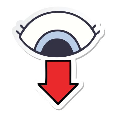 aşağı dönük bir sevimli çizgi göz çıkartma