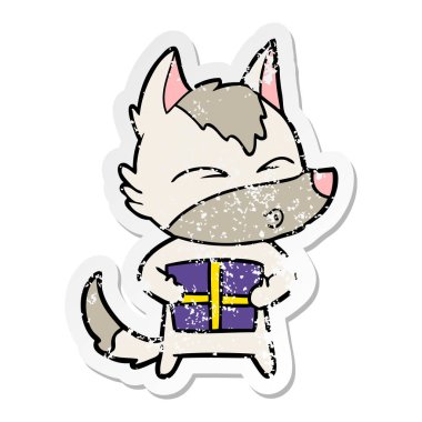 bir karikatür sıkıntılı etiket kurt Noel ıslık