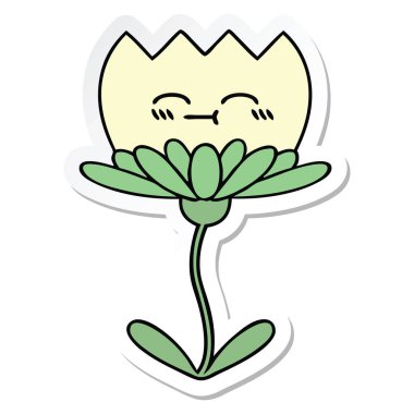 etiket bir sevimli çizgi çiçek