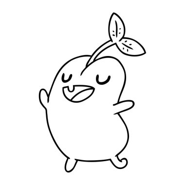 çizim için illüstrasyon kawaii şirin çimlenme fasulye