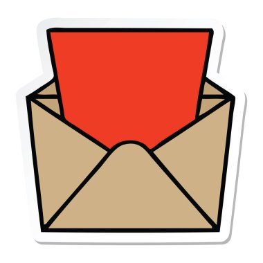 çizgi film mektup ve zarf etiket ilginç el çizilmiş