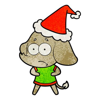 Noel Baba şapkası giyiyor emin değilseniz bir filin dokulu çizgi film