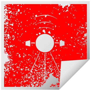 sıkıntılı kare etiketi simgesi uydu peeling