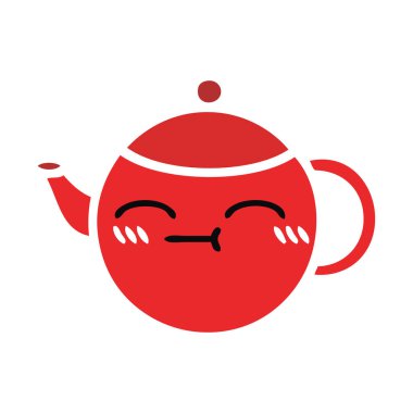 düz renk retro karikatür bir çaydanlık