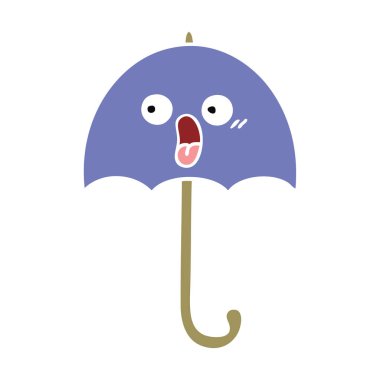 düz renk retro karikatür şemsiye