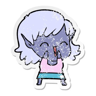 bir çizgi film elf kızın sıkıntılı etiket