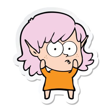 etiket bakarak bir karikatür elf kızı