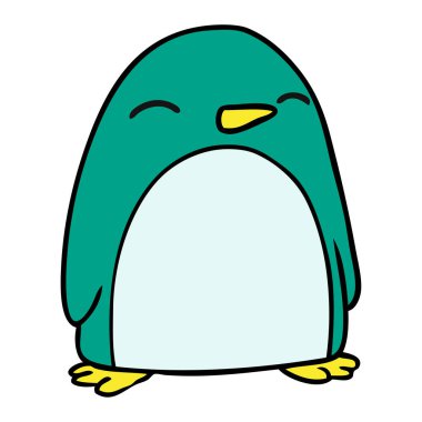 sevimli penguen karikatür doodle