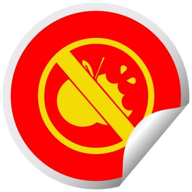 dairesel Hayır etiket karikatür peeling sağlıklı gıda işareti izin