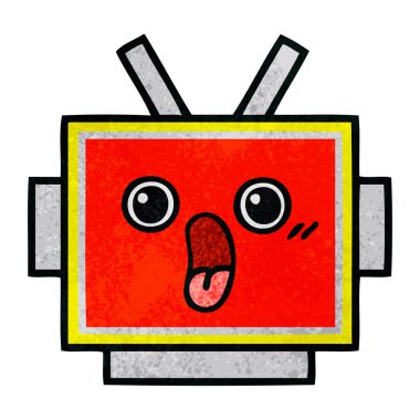 Retro grunge doku çizgi film robot baş