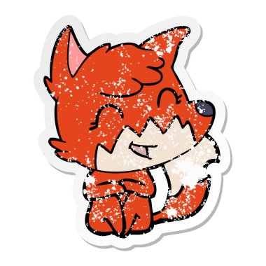 mutlu karikatür tilki, sıkıntılı etiket