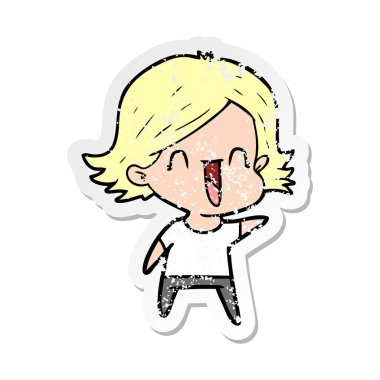 bir karikatür mutlu kadın sıkıntılı etiket