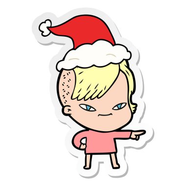 bir kızın sant giyen hipster saç kesimi ile şirin etiket çizgi film