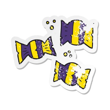 bir karikatür Retro sıkıntılı etiket Cadılar Bayramı şeker