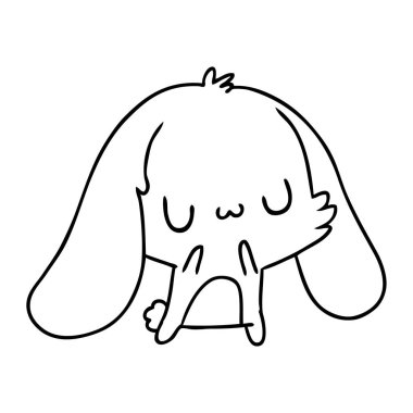 çizim için kawaii şirin tüylü tavşan