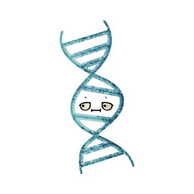 bir Dna iplikçiğinin Retro illüstrasyon stil çizgi film