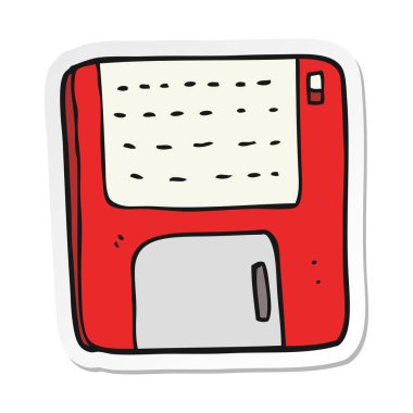 bir çizgi film eski bilgisayar disk etiket