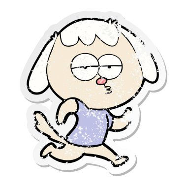 köpek sıkıntılı etiket bir karikatür sıkılmış